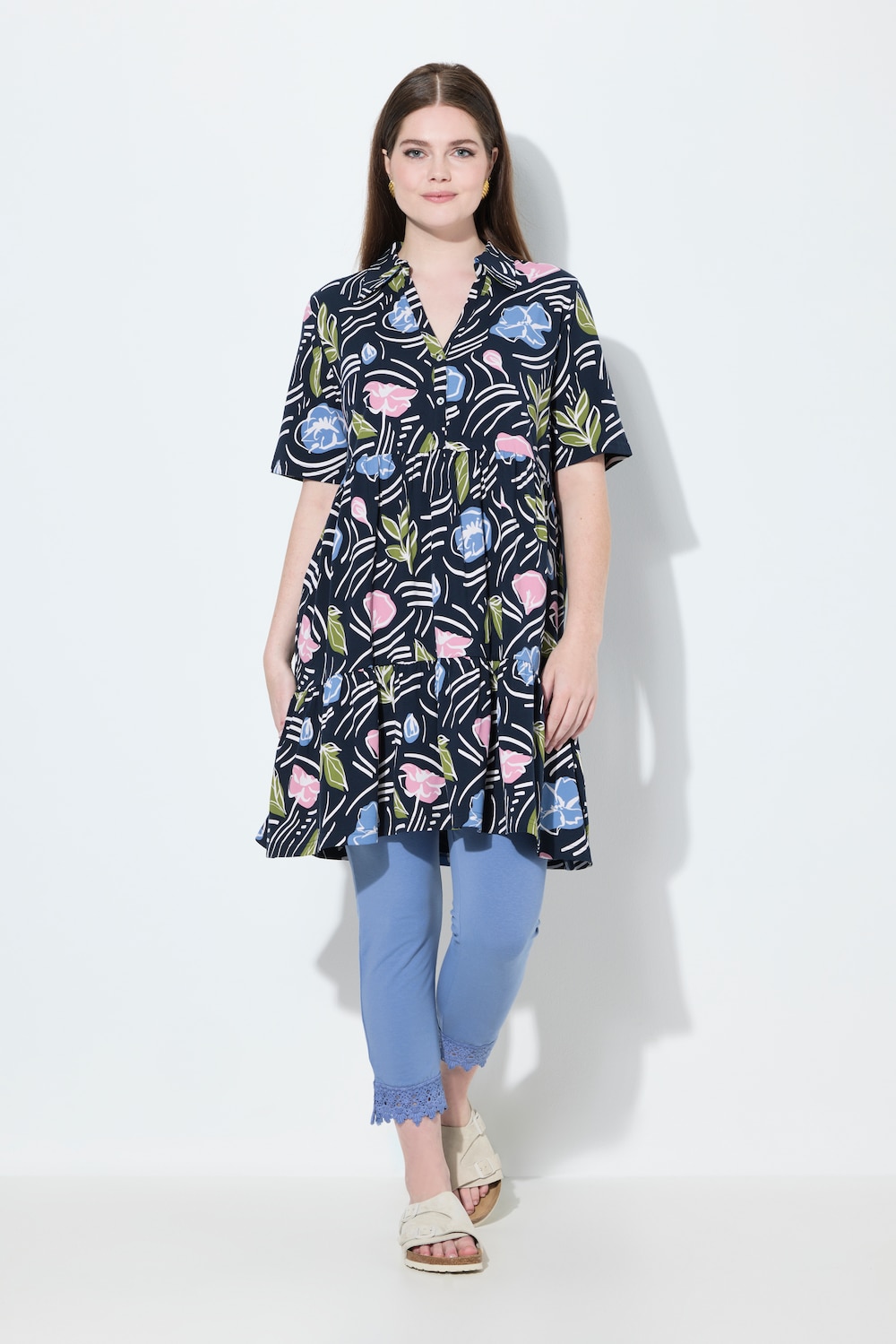 Große Größen Longshirt, Damen, blau, Größe: 54/56, Baumwolle, Ulla Popken