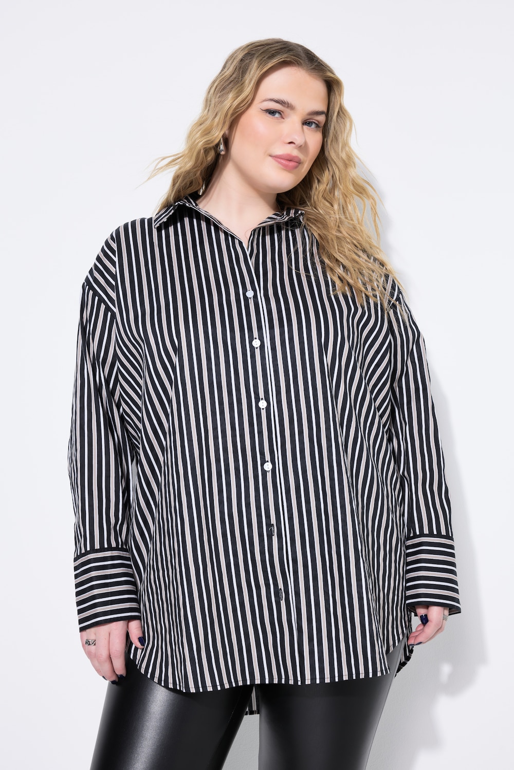 Große Größen Hemdbluse, Damen, schwarz, Größe: 46/48, Baumwolle, Studio Untold