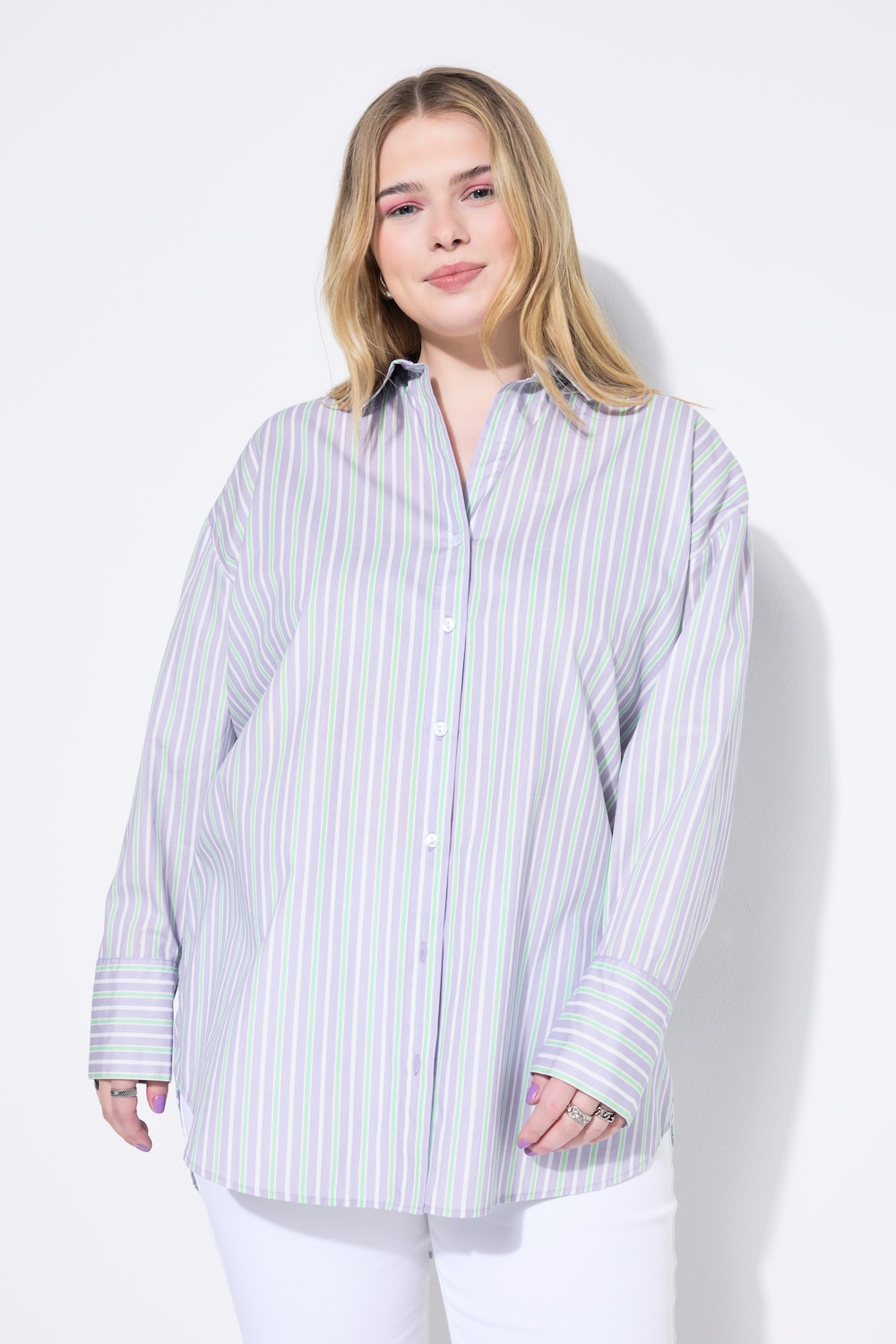 Große Größen Hemdbluse, Damen, lila, Größe: 58/60, Baumwolle, Studio Untold