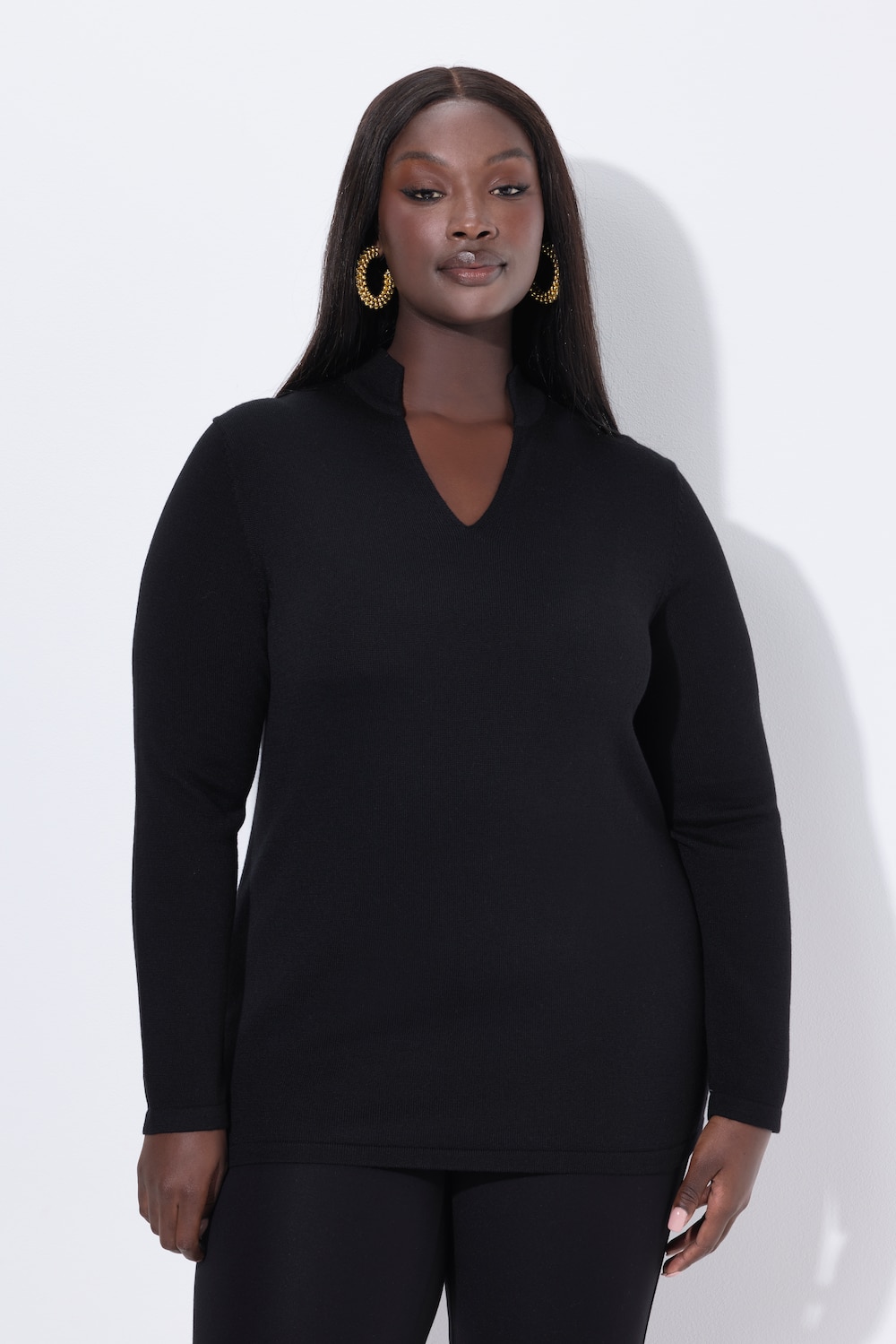 Große Größen Pullover, Damen, schwarz, Größe: 50/52, Wolle/Seide, Ulla Popken