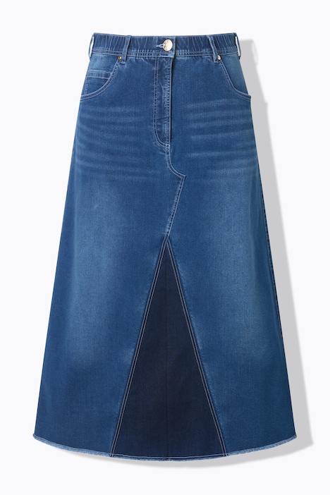 Jeansrock, Fransensaum, A-Linie, Stretchdenim