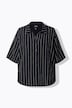 Jerseybluse, striber, skjortekrave, kort ærme