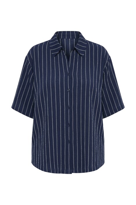 Žerzejová halenka, pruhy, límeček, krátké rukávy