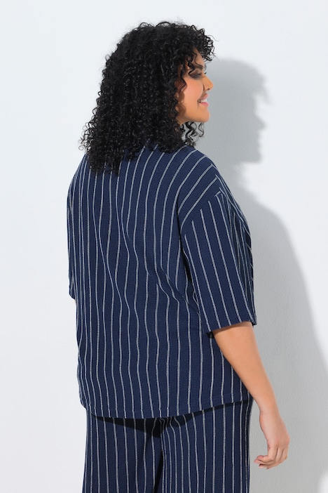 Jerseybluse, Streifen, Hemdkragen, Halbarm
