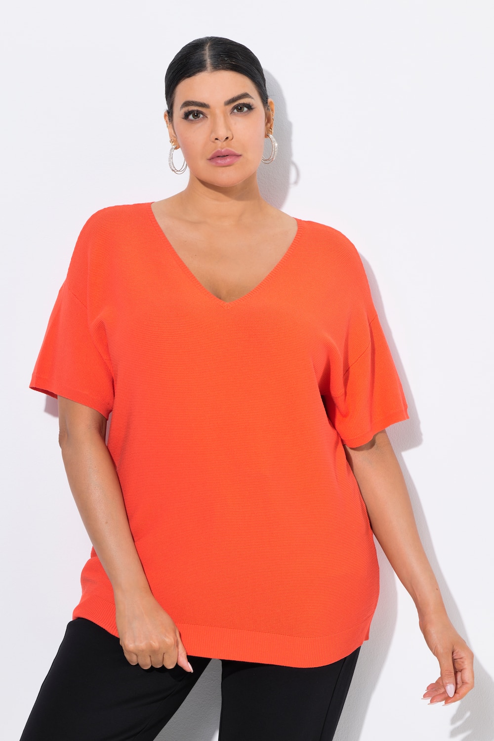 Große Größen Pullover, Damen, rot, Größe: 46/48, Viskose/Synthetische Fasern, Ulla Popken