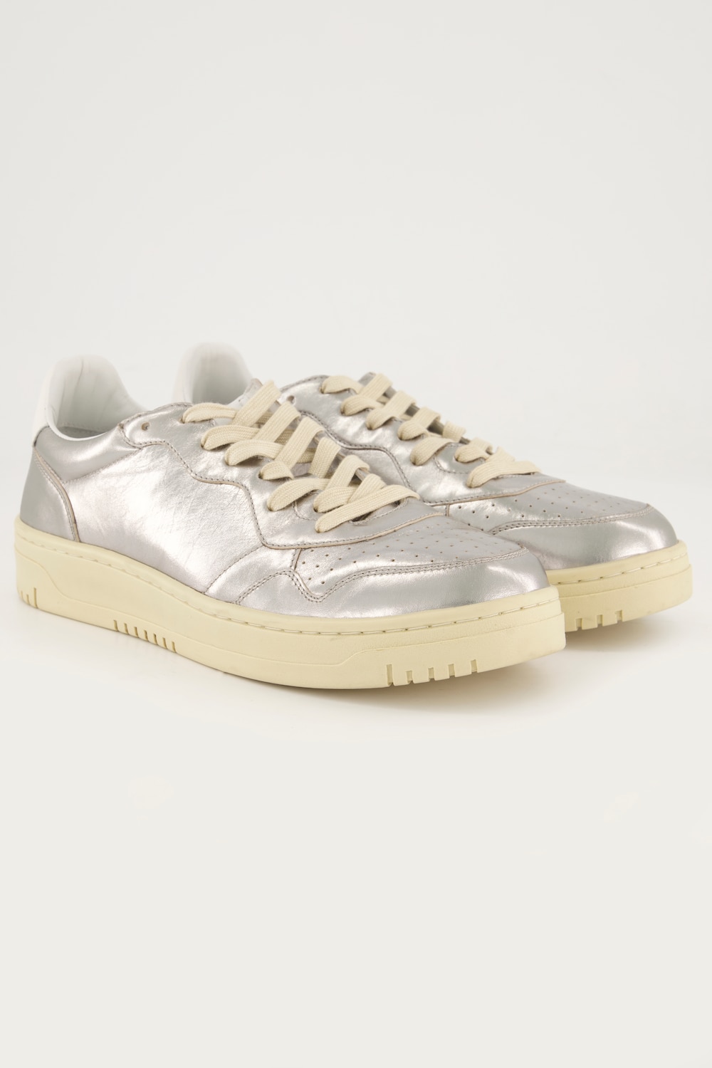 Leder-Sneaker, Metallic-Optik, Wechselfußbett, Weite H