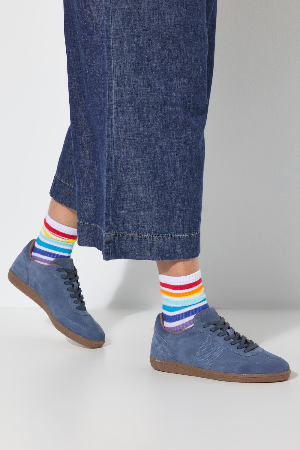 Leder-Sneaker, Veloursleder, Weite H