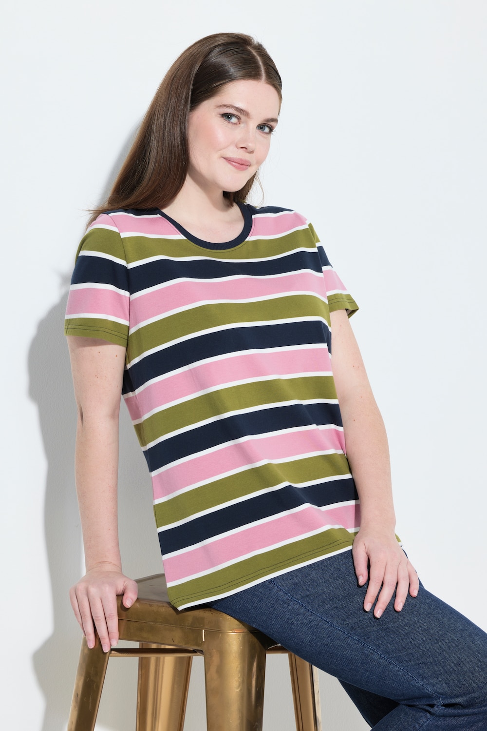 T-shirt, strepen, ronde hals, korte mouw, biologisch katoen