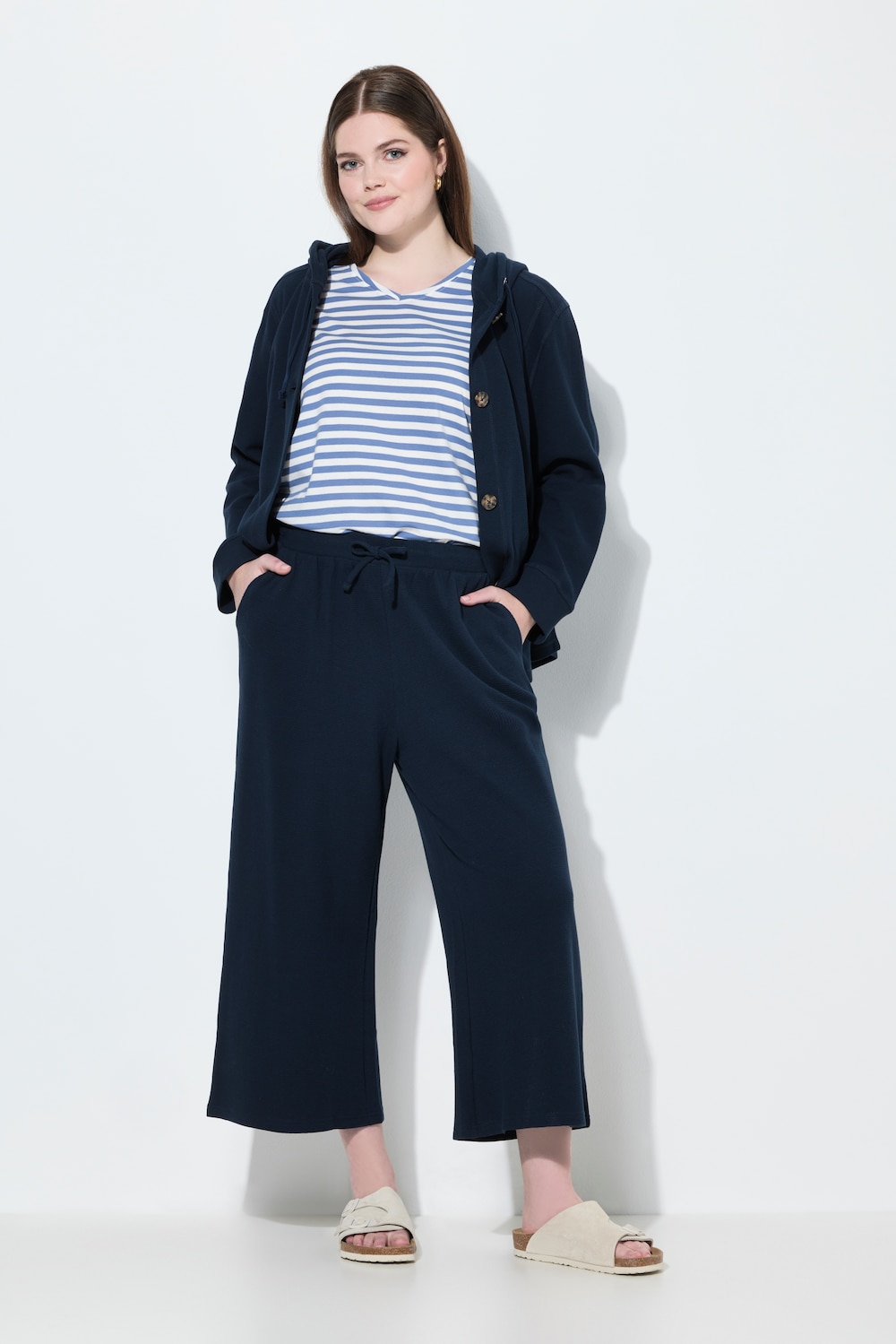 Große Größen Sweat-Culotte, Damen, blau, Größe: 54/56, Baumwolle, Ulla Popken