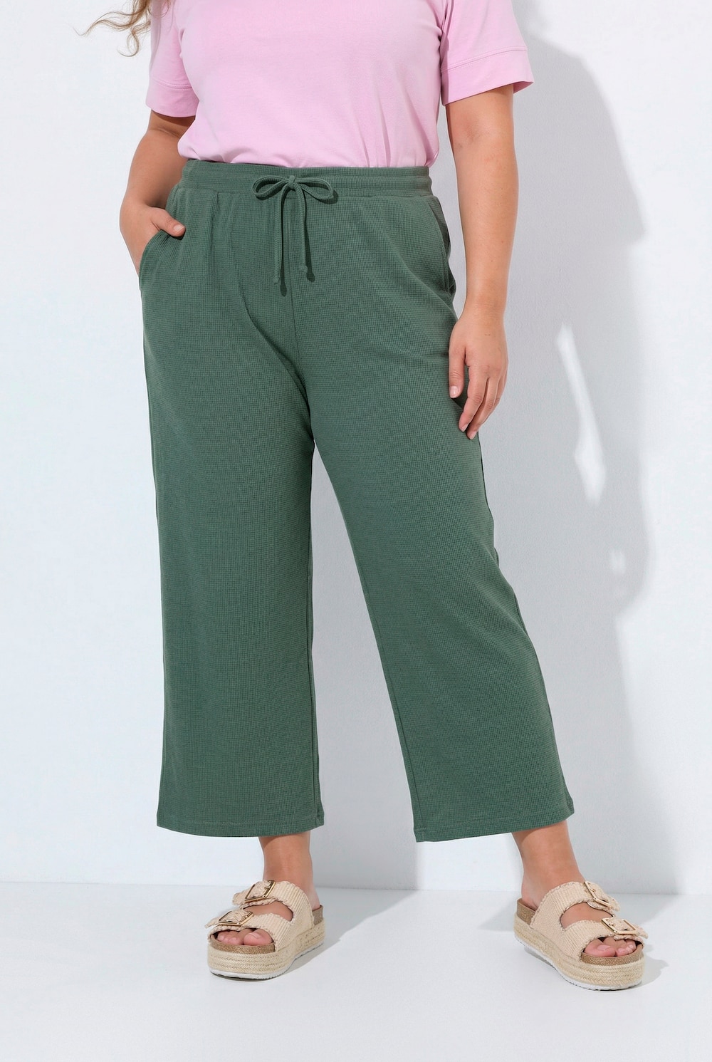 Sweat-Culotte, Waffelstruktur, weites Bein, Biobaumwolle