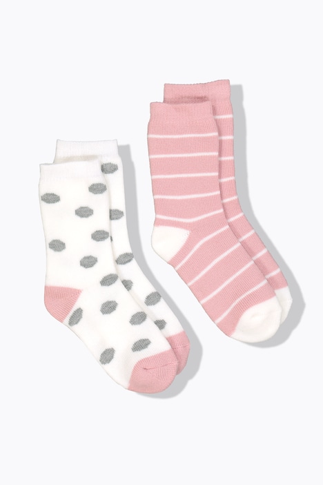 Kuschelsocken, 2er-Pack, Punkte/Streifen, flauschig