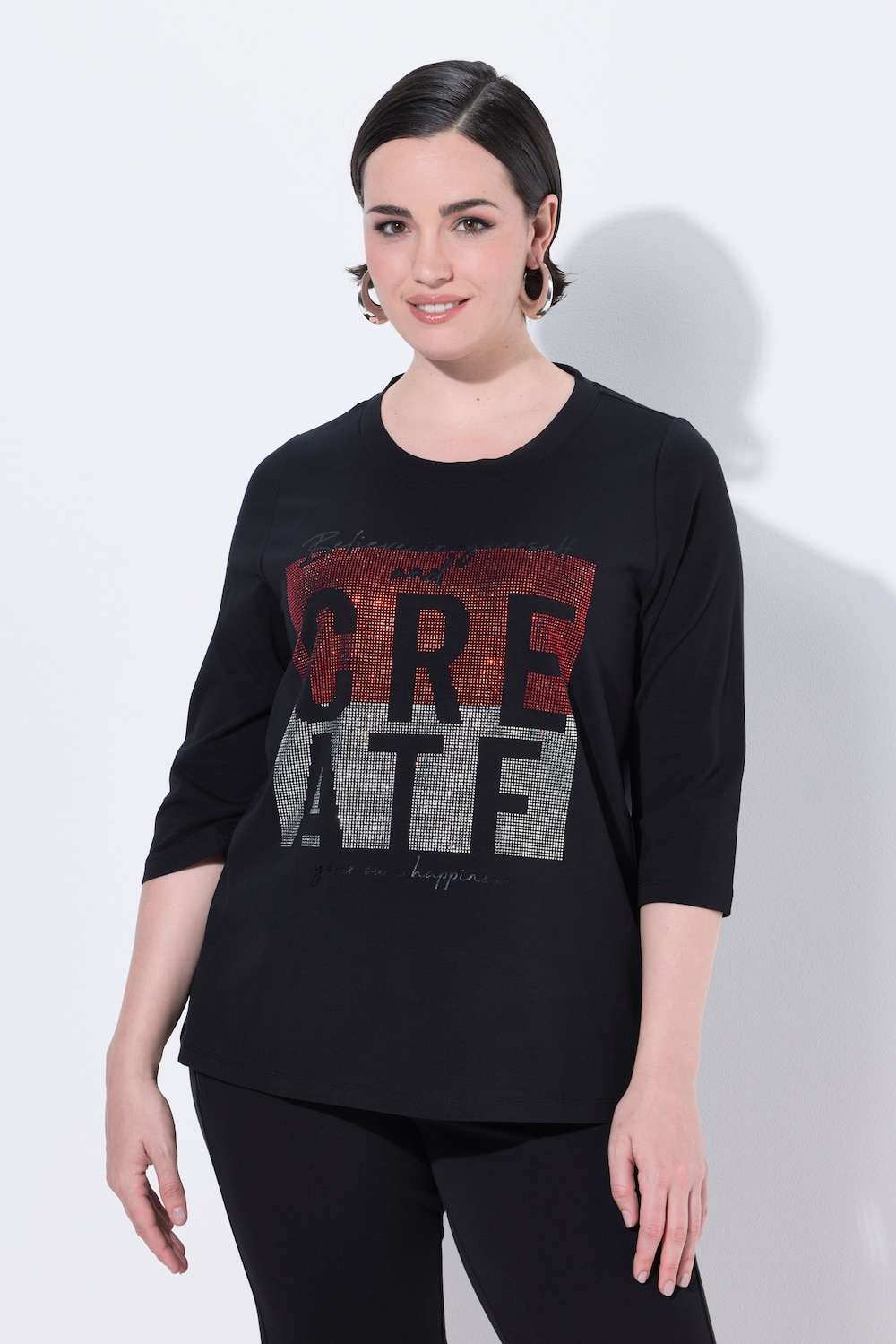 Große Größen T-Shirt, Damen, schwarz, Größe: 58/60, Baumwolle, Ulla Popken