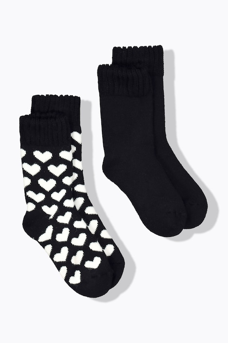 Kuschelsocken, 2er-Pack, 2er-Pack, uni/Herzen