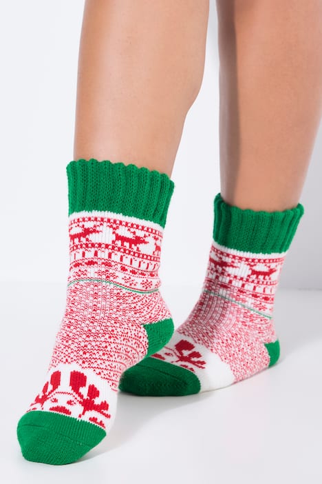 Chaussettes cocooning, motifs de Noël, bords-côtes