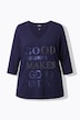 Shirt, metallic opschrift, V-hals, 3/4-mouwen