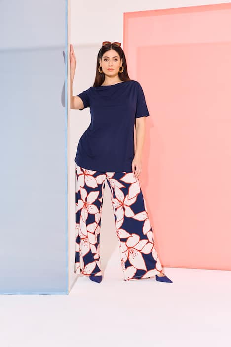 T-Shirt, drapiert, Classic, U-Boot-Ausschnitt, Halbarm