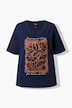 T-shirt, metallic bloemen, ronde hals, korte mouw