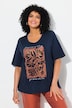 T-shirt, metallic bloemen, ronde hals, korte mouw