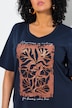 T-shirt, metallic bloemen, ronde hals, korte mouw