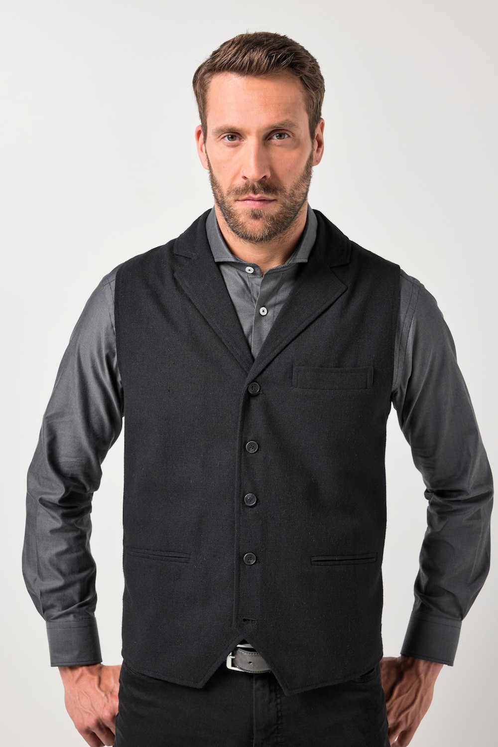 JP1880 Tweed-Weste, FLEXNAMIC®, Woll-Qualität, Strickrücken, bis 7 XL