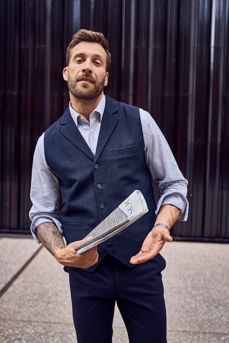 JP1880 Tweed-Weste, FLEXNAMIC®, Woll-Qualität, Strickrücken, bis 7 XL