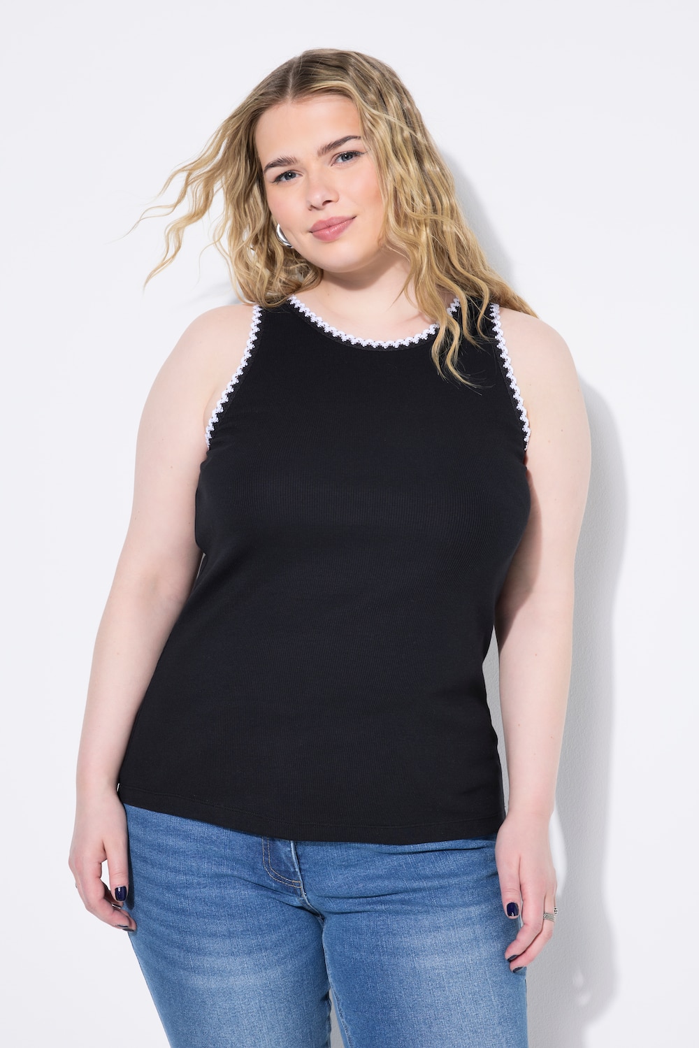 Große Größen Ripptop, Damen, schwarz, Größe: 58/60, Baumwolle, Studio Untold