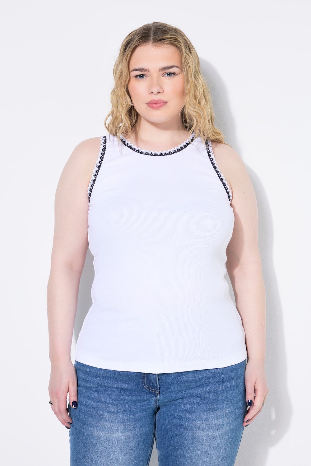 Große Größen Ripptop, Damen, weiß, Größe: 42/44, Baumwolle, Studio Untold