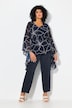 Chiffon-Bluse, Blüten, Oversized, V-Ausschnitt, 3/4-Arm