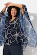 Chiffon-Bluse, Blüten, Oversized, V-Ausschnitt, 3/4-Arm