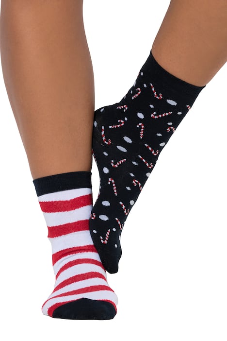 Ponožky, 2-balení, vzor bonbonů / pruhy