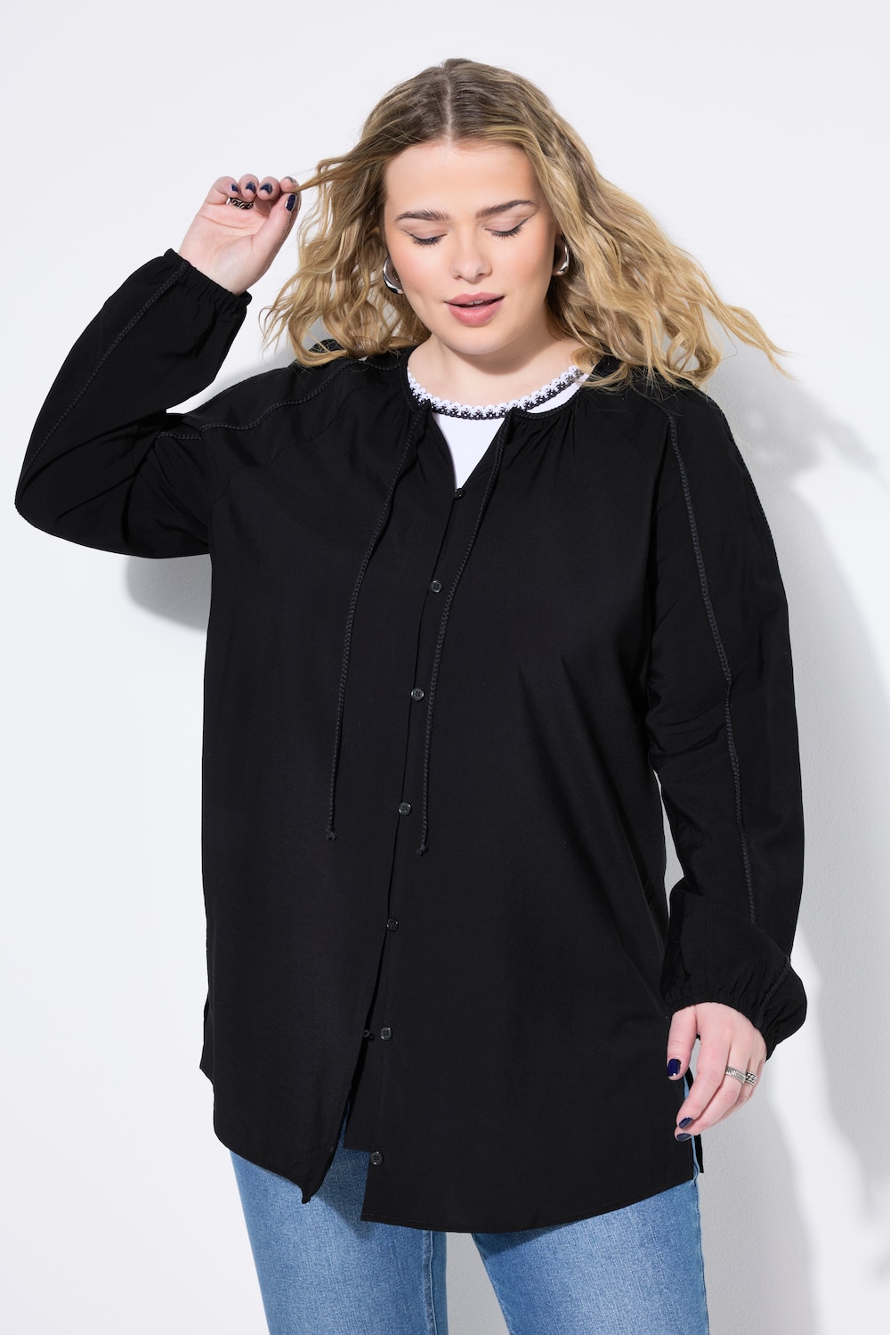 Große Größen Bluse, Damen, schwarz, Größe: 50/52, Viskose/Synthetische Fasern, Studio Untold