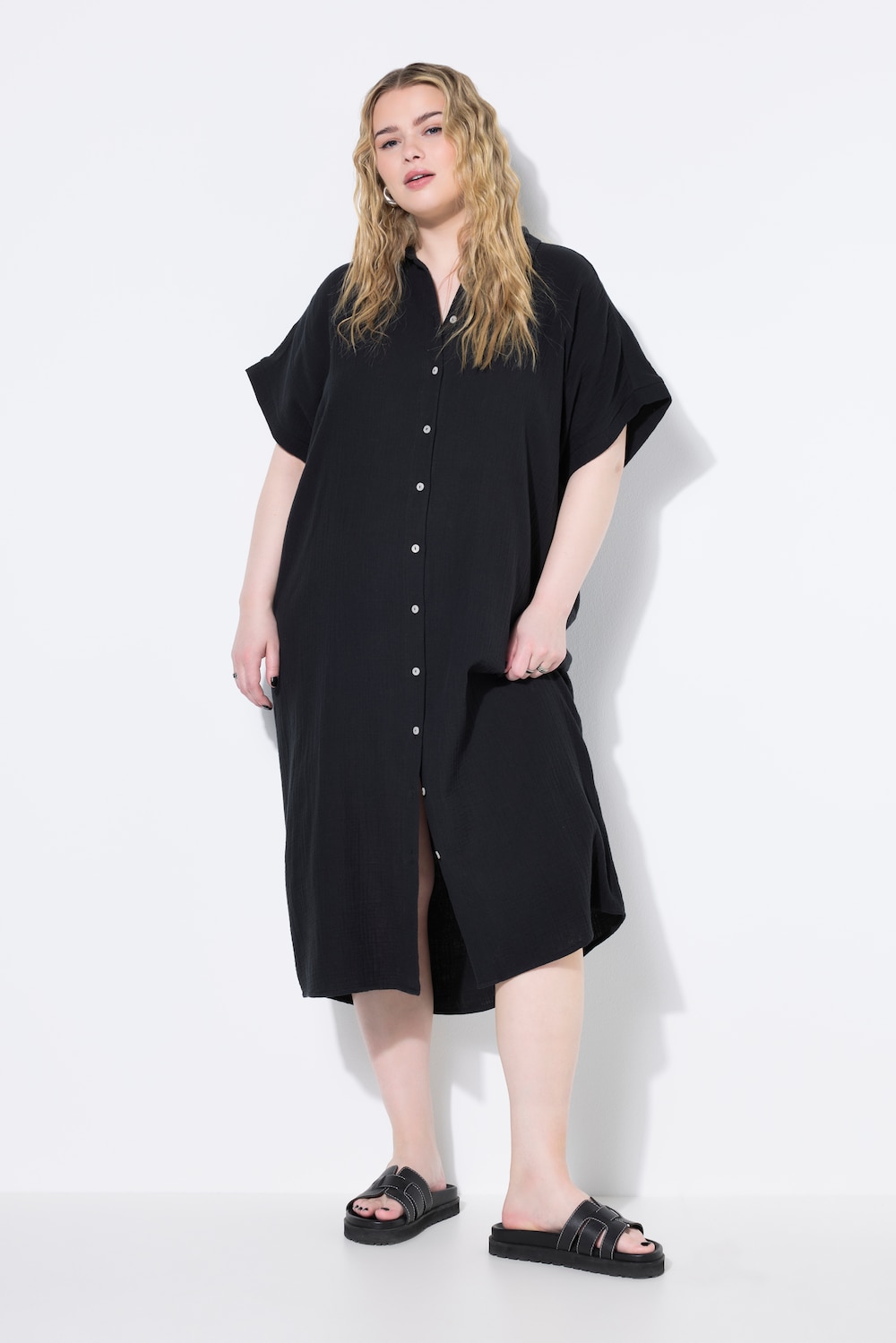 Große Größen Longbluse, Damen, schwarz, Größe: 46/48, Baumwolle, Studio Untold