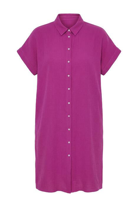 Dlouhá halenka, delší vejčitý střih, mušelín, krátké rukávy