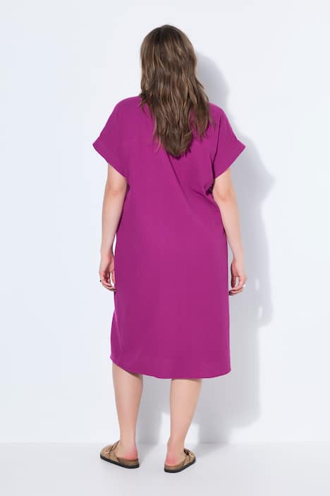 Longbluse, langer Eggshape, Musselin, Halbarm