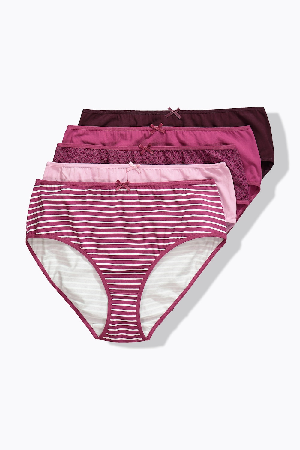Midislips, set van 5, gestreept / effen