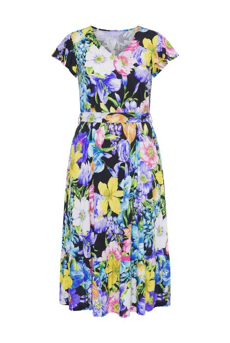 Žerzejové šaty, delší A střih, květovaný vzor