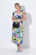 Jerseykleid, lange A-Linie, Blumenmuster
