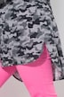 Lang bluse, lige pasform, farvet leopard-mønster og camouflage