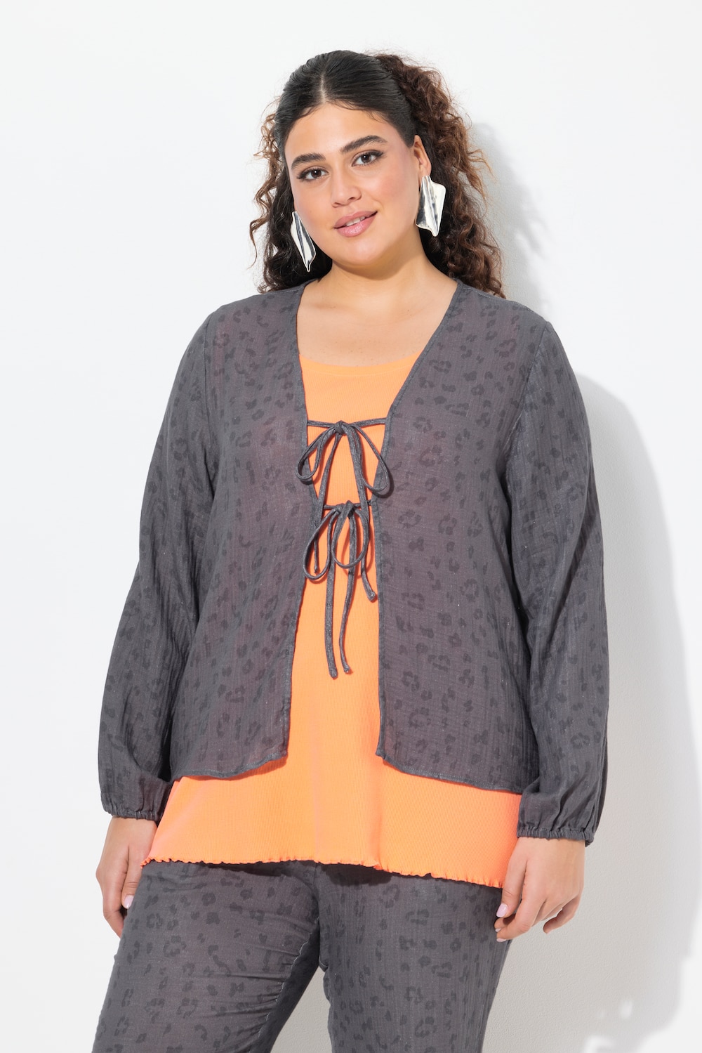 Große Größen Musselin-Bluse, Damen, grau, Größe: 46/48, Baumwolle, Ulla Popken