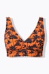 Bikini-Top, Softcups, Palmenprint, Shaping
