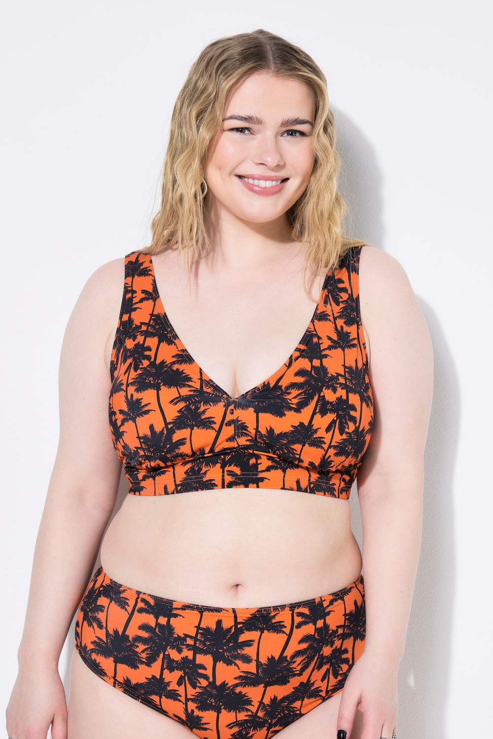 Bikini-Top, Softcups, Palmenprint, Shaping