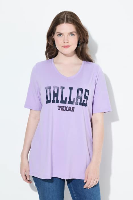 T-shirt, opschrift, A-lijn, ronde hals, korte mouw