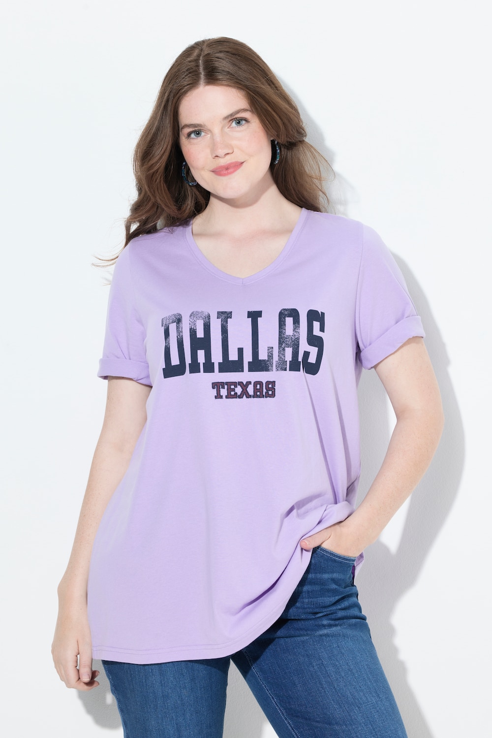 T-shirt, opschrift, A-lijn, ronde hals, korte mouw