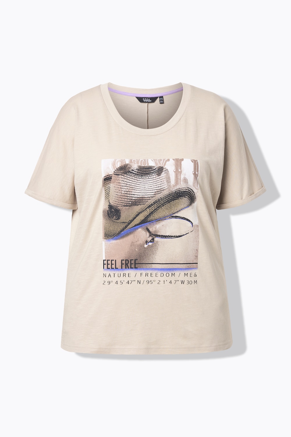 Stora storlekar T-shirt, Dam, beige, storlek: 58/60, Syntetfibrer/Bomull, Ulla Popken