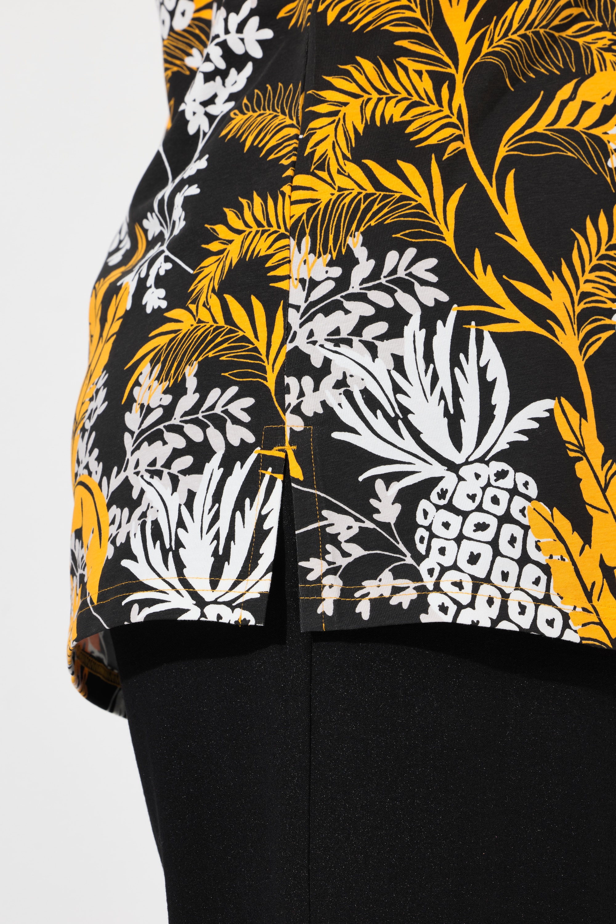 Ulla Popken Damen große Größen T Shirt Palmen A Linie Tunika Ausschnitt