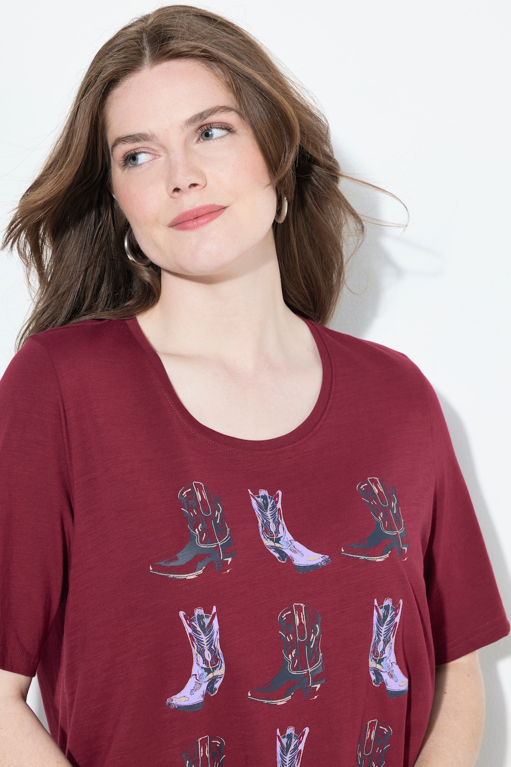 T-Shirt, cowboystøvle, Classic, rund hals og korte ærmer