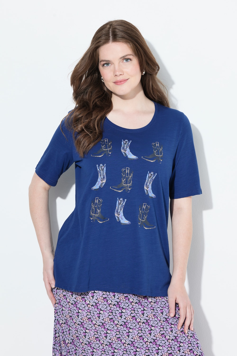 Große Größen T-Shirt, Damen, blau, Größe: 42/44, Baumwolle, Ulla Popken