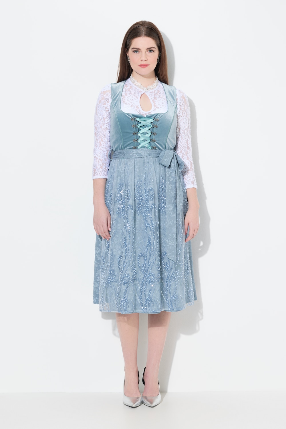Thumbnail - Große Größen Dirndl, Damen, türkis, Größe: 56, Polyester/Baumwolle, Ulla Popken