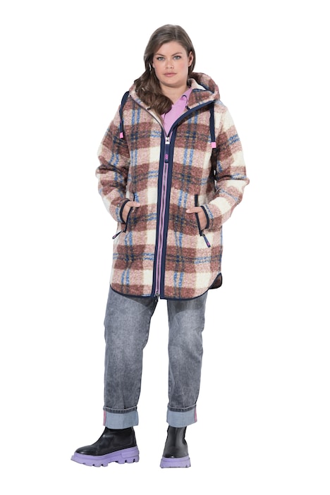 Teddy bunda, kapuce, dvoucestný zip