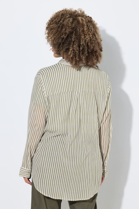 Pruhovaná halenka, krep, límeček, dlouhé rukávy